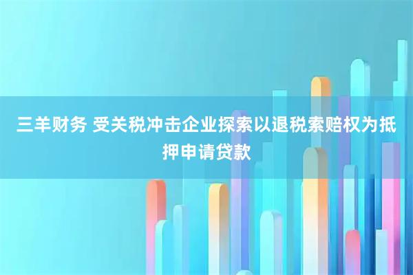 三羊财务 受关税冲击企业探索以退税索赔权为抵押申请贷款